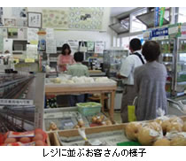 レジに並ぶお客さんの様子