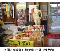 外国人が経営する店舗の内部（雑貨店）